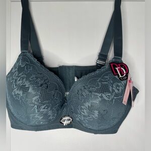 Mamia Lace Underwire Bra Dark Teal padded cotton comfort 42DDD 4 hooks